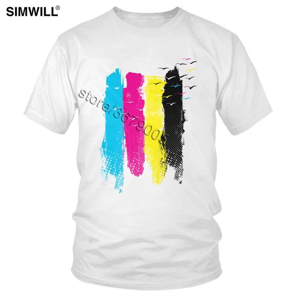 

sport novelty t-shirt men cotton escape in cmyk tee short sleeve fashion ink color bird print leisure t-shirt boyfriend's gift clothes