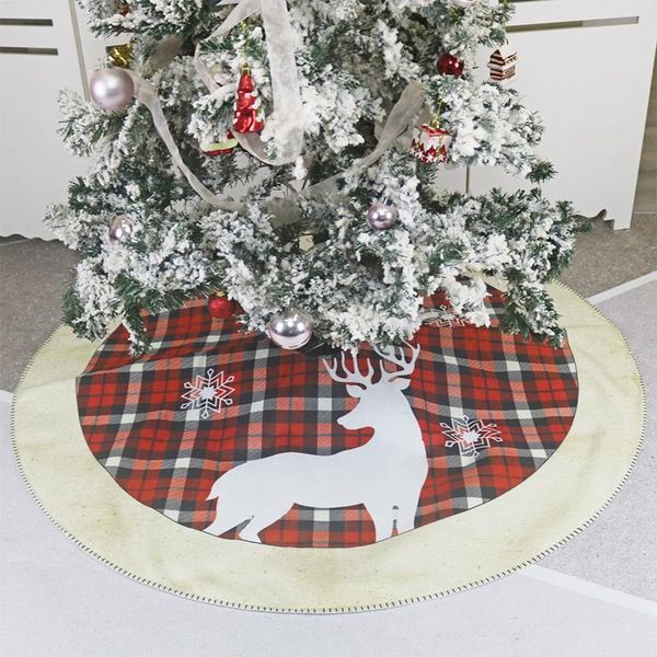

christmas tree skirt, plaid elk snowflake tree skirt christmas decorations for home office