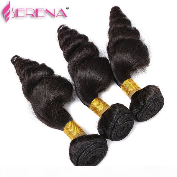 

brazilian human virgin hair loose wave 3 bundles with lace frontal 13x4 closure 4 pieces lot hair wefts weave wet and wavy, Black;brown