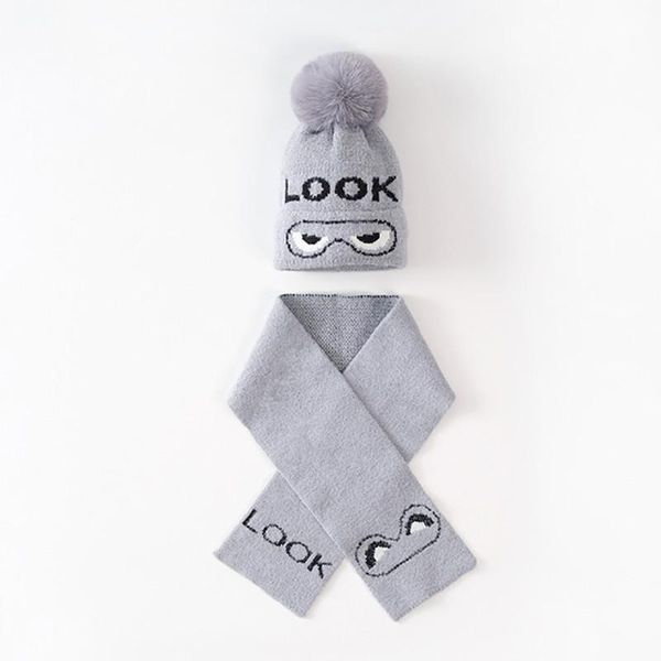 

berets baby hats winter knitted kids scarf girls warm thicker children infant beanie cap bonnet casquette, Blue;gray