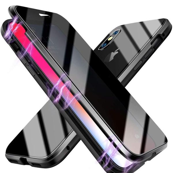 

anti-peep magnetic case for iphone 11 pro xs max xr x 8 7 plus adsorption double-sided privacy clear back phone cas jllama