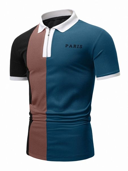 

men letter graphic colorblock polo shirt i7ct#, White;black