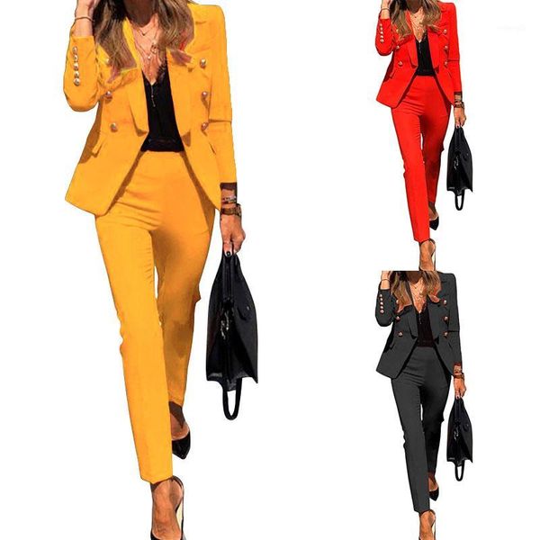 

new fashion women set long sleeve pencil pants suit office lady two piece set tracksuits casual outfits slim fit autumn 20201, White