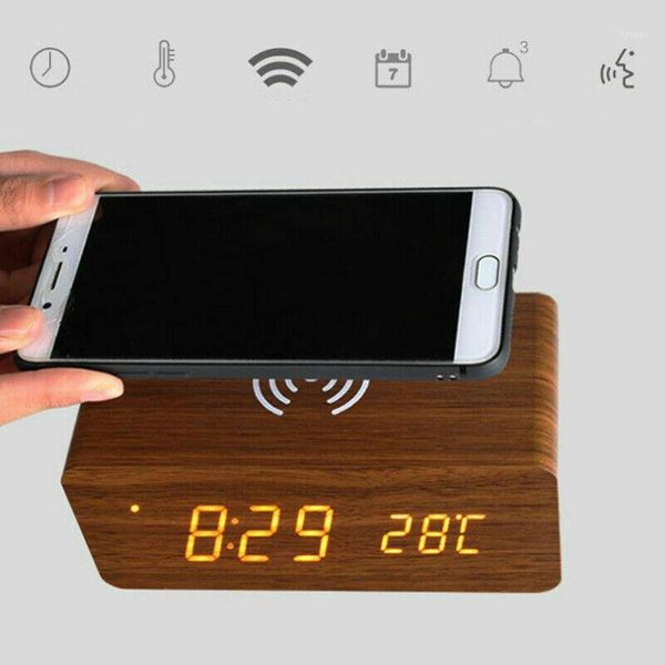 

multifunction wireless charging clock led electric digital alarm clock qi wireless phone charger usb home decor1