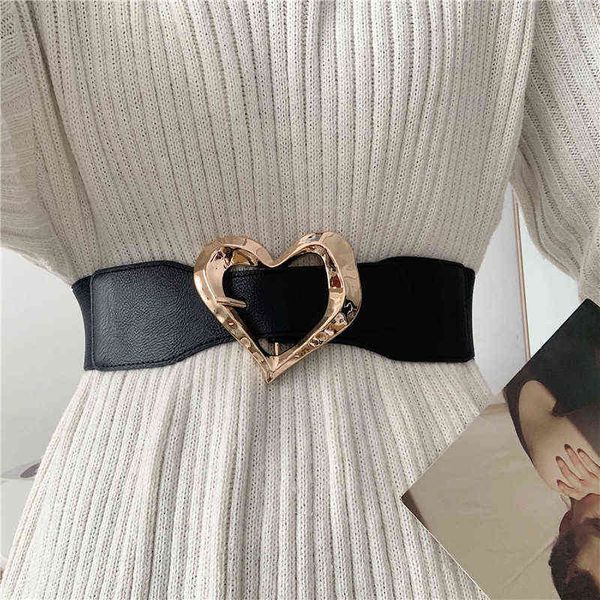 Cinture con fibbia a cuore grande Stretch Black Cummerbunds Dress Coat Solid Wide White Waistbands Gonna Studentesse Party Decorare regali G220301