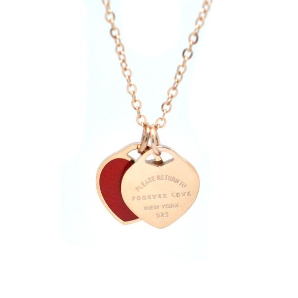 

fysafa green pink forever love letter pendant necklace statement choker enamel luxury double heart short necklace for women gift bbyxhd, Black