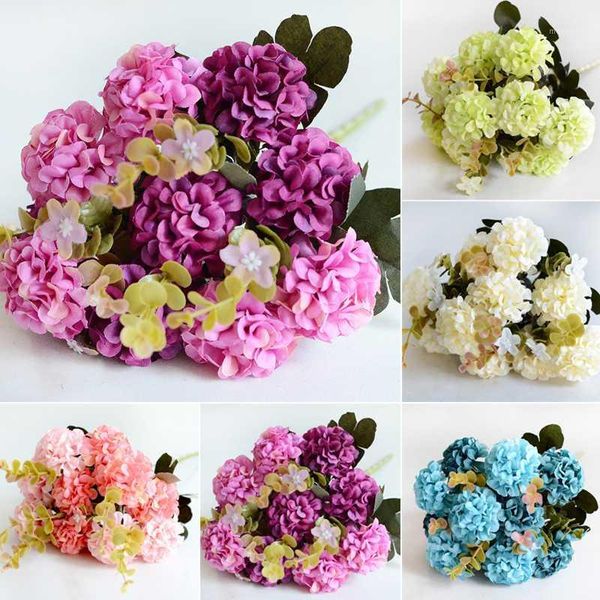 

decorative flowers & wreaths 10 heads/bouquet artificial chrysanthemum flower silk hydrangea bud fake plant wedding supplies diy festival ho