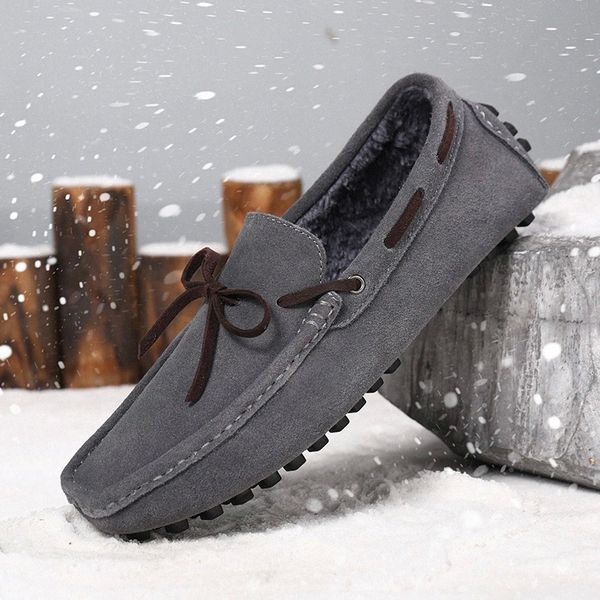 

shoes men zapatos de hombre slip-on cow suede leather shoes plush warm casual male shoes moccasin soft non-slip loafers #pr0i