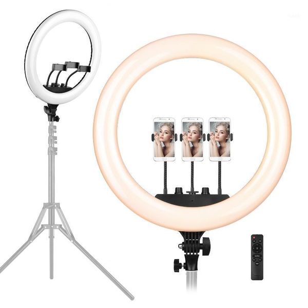 

18 inch led ring light pgraphy p lamp set bi-color 3200k-5600k stepless dimmable with 3 phone holders remote control1