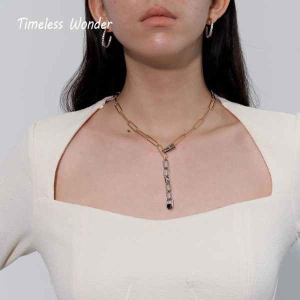 

timeless wonder glam 2 tone chains necklace women jewelry designer trendy boho ins sweet gothic bontique statement set 5499, Golden;silver