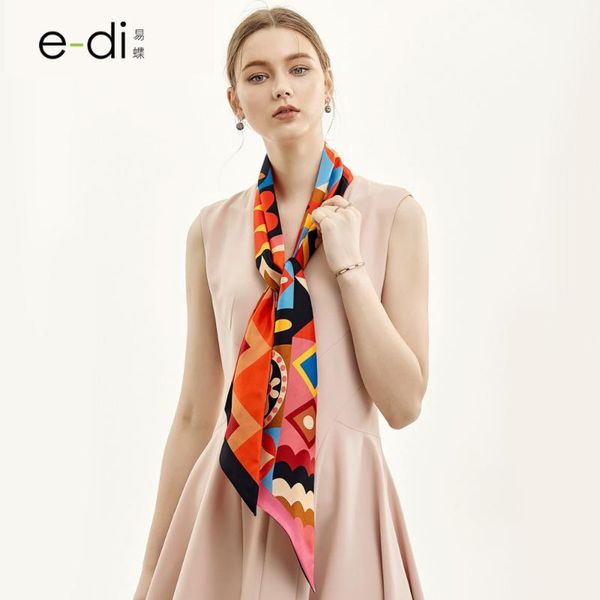 

[ baoshidi] 2020 spring fashion double face skinny, 100% silk twill ribbon, elegant neckerchief, lady elegant hair accessory, Blue;gray