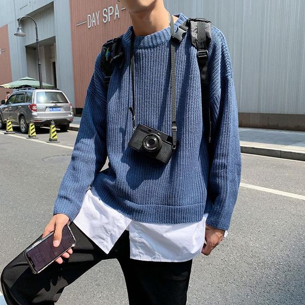 

и winter new ins tide brand hong kong стиль свитер свитер мужской корейской версии сыпучие пара harajuku стиль вокруг шеи, White;black