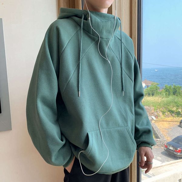 

sweater hooded autumn winter plush coat korean loose and versatile handsome fashion brand men's wear, Black