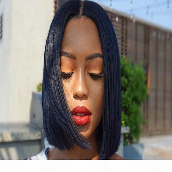 

allove pre-plucked lace closure bob wigs short bob straight 2x6 short wig indian human hair wig brazilian human hair wigs, Black;brown