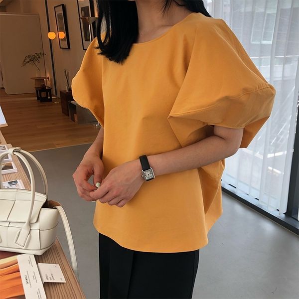 

qizav summer 2020 t-shirt south korea gate coat t-shirt east barney house loose casual new round neck women werle, White