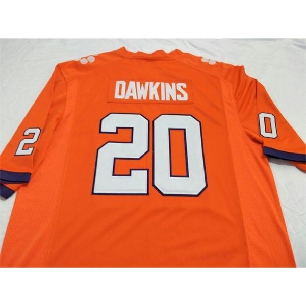 

3421 clemson tigers brian dawkins #20 real full embroidery college jersey size s-4xl or custom any name or number jersey, Black