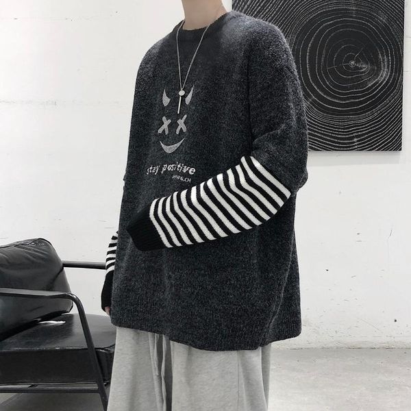 

thinker 2021 autumn new men's sweater casual oversize fashion korean streetwear clothing woman winter hip hop pullovers, White;black