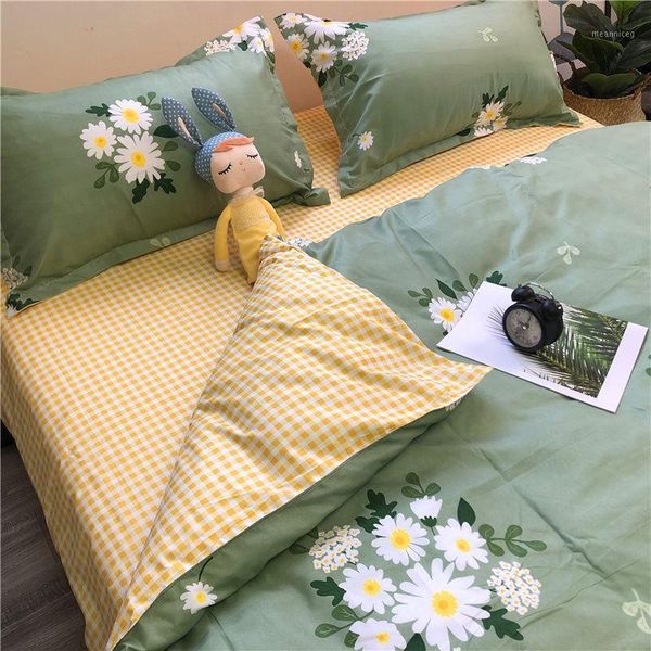 

duvet cover  quilt bedding set kids girls boys room home daisy pattern bed linen soft comfortable 3/4pcs1