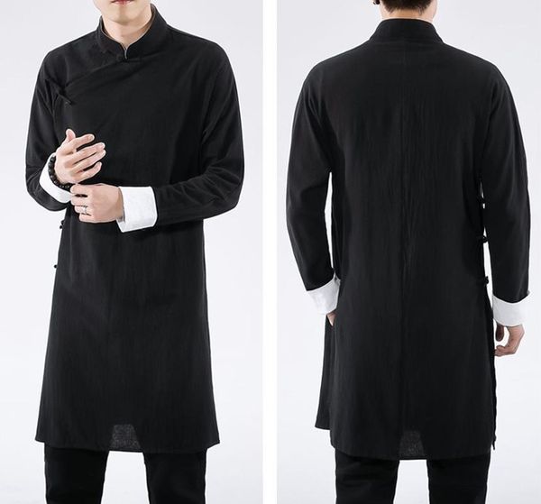 

summer ip man cotton&linen chinese style costume wing chun martial arts suits clothing taoist robe crosstalk gown1, Tan;black