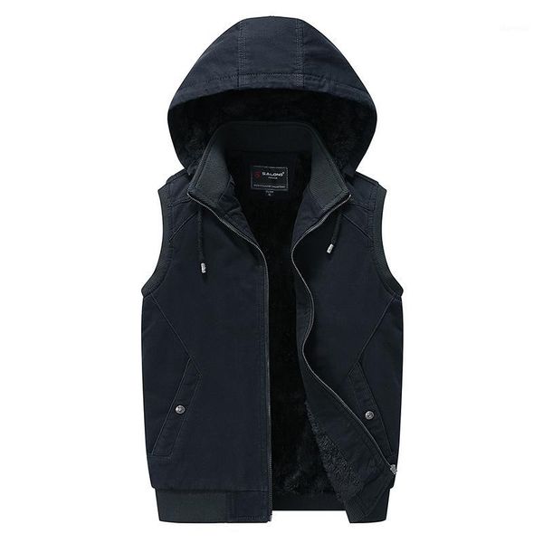 

2020 autumn winter men coat warm sleeveless jacket casual men vest hooded coat fleece waistcoat1, Black;white