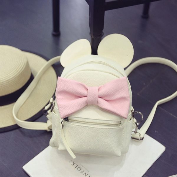 

korean women's bag shoulder bagnew five color mini backpack pu leather japan and korea lovely contrast color bowone shoulder bag fashio