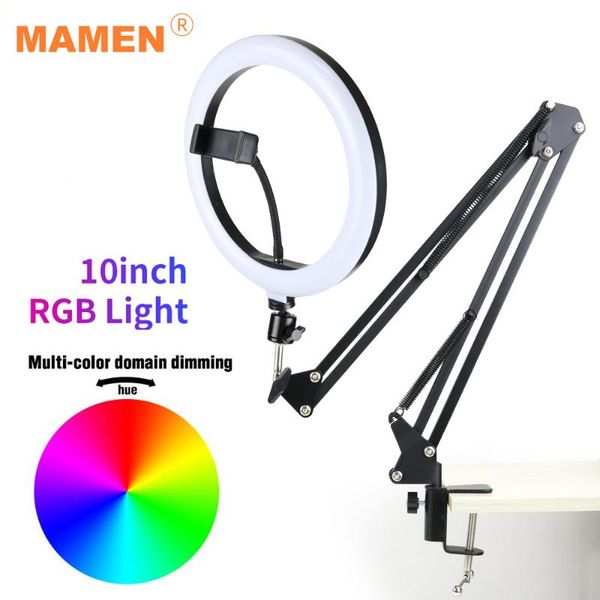

mamen 8/10/13 inches rgb ring light 3000k-6000k pgraphic lighting with holder for youtube beauty selfie led video light