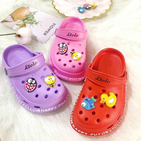 

ltolo children kids girl mules clogs summer croc garden beach slippers sandals cave hole baby shoes for girls eur23-34, Black