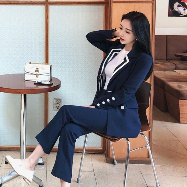

business uniform new fashion summer autumn women professional temperament office lady blazer slim pants two-piece suit set1, White