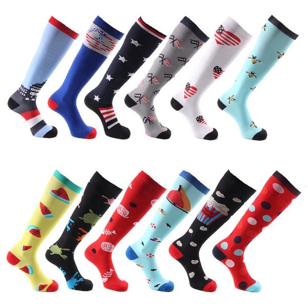 

new arrivals compression socks running marathon sports stockings men and women cycling socks 20-30mmhg compression, Black