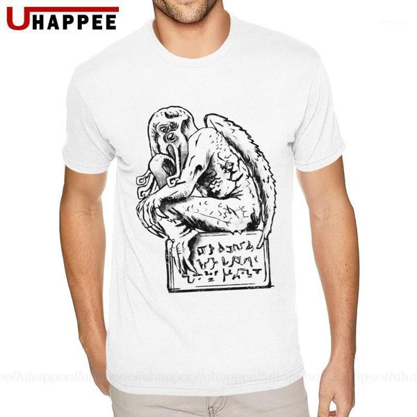 

big and tall the thinker cthulhu shirt men's streetwear fashion summer short sleeves men t shirts wholesale vintage style merch1, White;black
