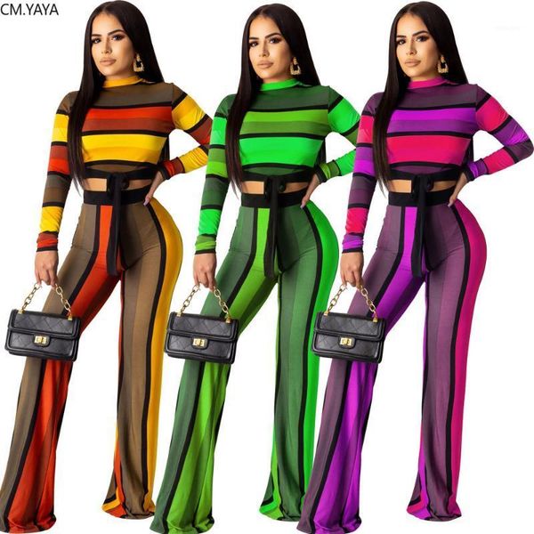 

gl winter women's set striped print tracksuit full sleeve tie up tshirt pants suit sportwear two piece set outfits 24691, White