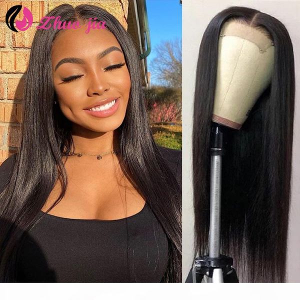 

чжо jia 4x4 закрытие парик человеческих волос парики с ребенком волос bleach сучки бразильские волосы парики фронта шнурка hd кружева фронта, Black