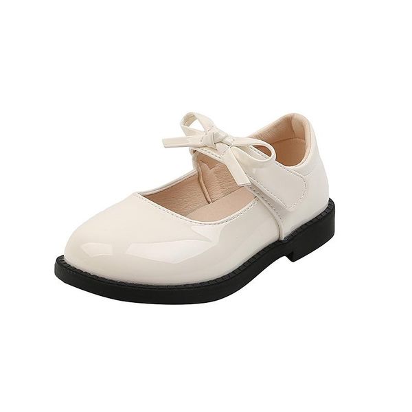 

cozulma children girls butterfly-knot casual shoes size for kids elegant hook & loop patent leather shoes 23-33, Black;grey