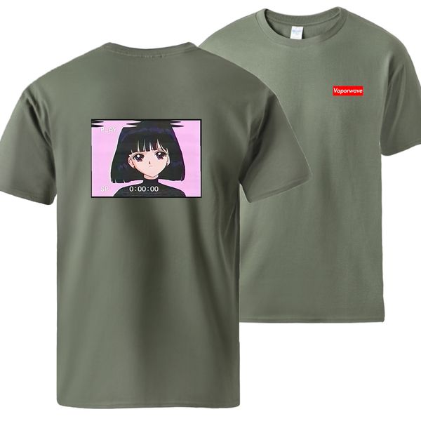 

japan anime sad girl print mens summer short sleeve swear loose fashion streetwear workout hooded sweatshirt hoodie men t shirt