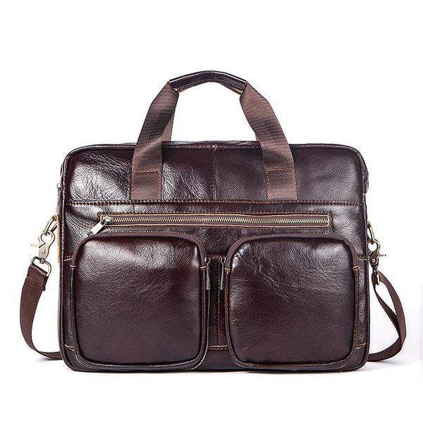 

briefcases business men's briefcase genuine leather bags casual crossbody men shoulder messenger bag male handbag 14" laptop