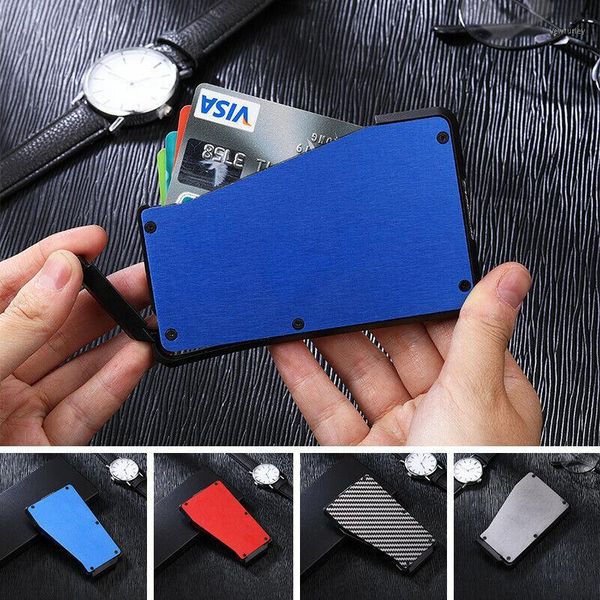 

storage bags bank protection holder carbon fiber anti theft rfid blocking wallet covers porte carte metal travel case1