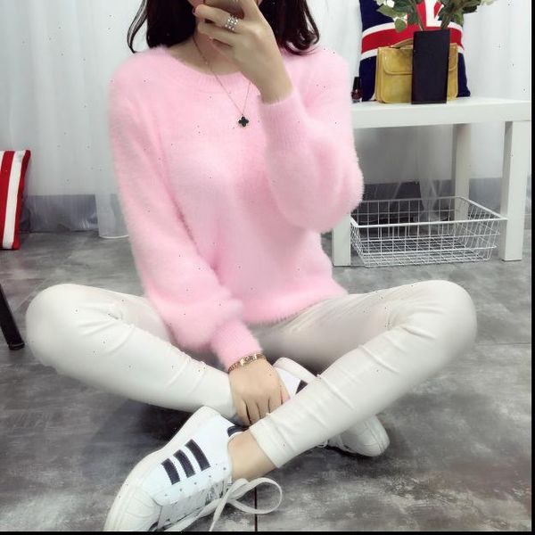 

2018 winter casual sweater women long sleeve loose thick turtleneck pullovers female solid mohair girl sweater coat, White;black