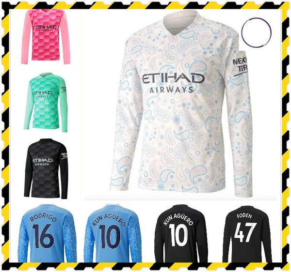 

20 21 bernardo long sleeve soccer jersey rúben sterling mahrez foden ferran 2021 g.jesus kun aguero de bruyne sane football shirt man kit, Black;yellow