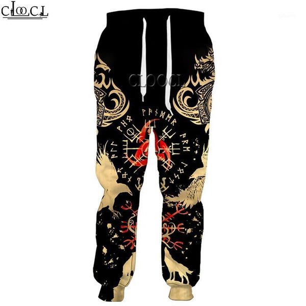 

cloocl popular viking tattoo fashion trousers 3d print men women autumn all-match harajuku sweatpants drop shipping1, Black