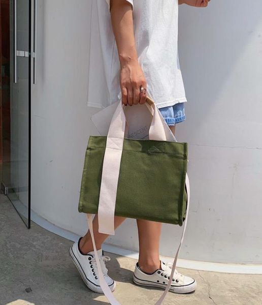 

2021 new canvas bag shoulder bag large capacity student tote portable qe 21012713dq