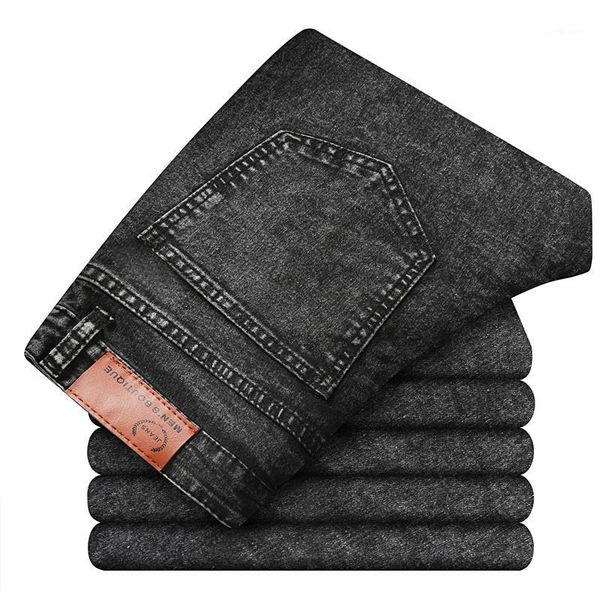 

men's jeans 2020 summer thin denim trousers men spring autumn slim fit straight gray casual trousers male1, Blue