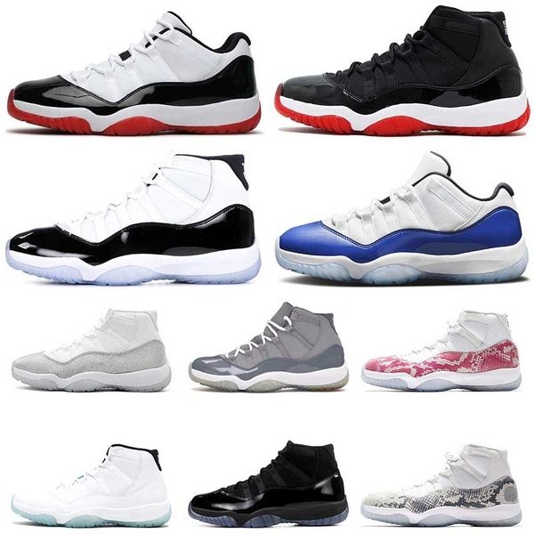 

2020 women mens white concord bred 11 11s basketball shoes pink snakeskin platinum tint win link 96 fashion sports trainers sneakers size 13