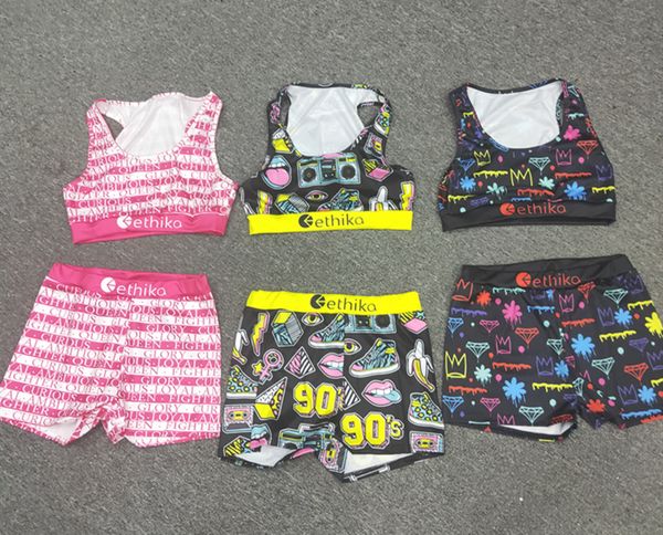 

dhl free ethika женщин купальники купальника урожая верхний жилет + плавание шорты стволы боксеры 2 частей набор трексуита лоскутная акула к, Gray