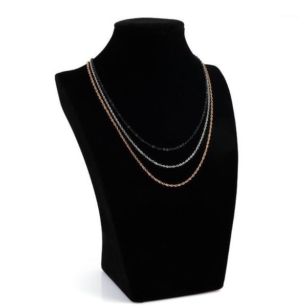 

stainless steel singapore chains necklace 2mm gold//black heart charm choker women birthday gift to girlfriend1, Silver