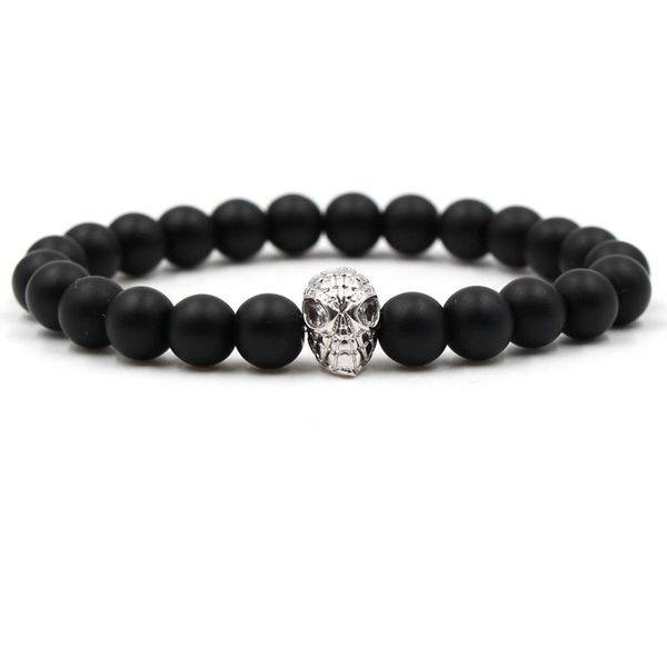 

black stone bracelet micro inlay cz stone bead bracelet, Golden;silver