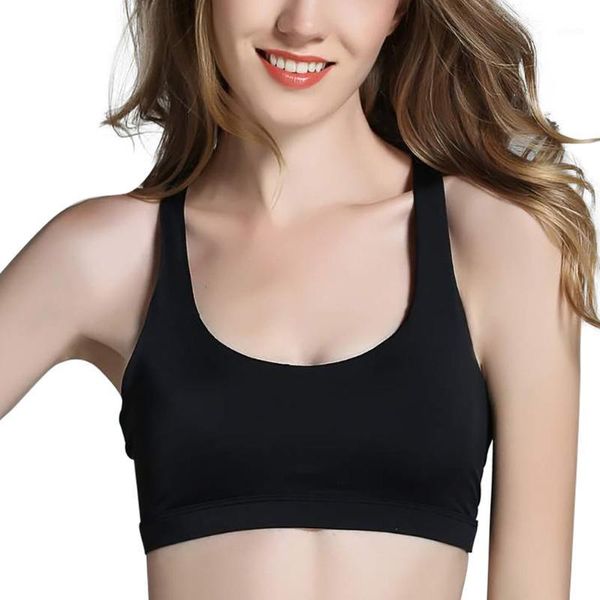 

gym clothing chamsgend women's breathable sports bra without rims beauty back running yoga underwear fitness jogging shirt1, White;black