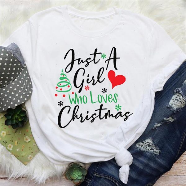 

women letter girl love tree new year holiday fashion merry christmas graphic tees clothes print lady female t shirt t shirt, White
