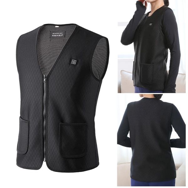 

outdoor t-shirts women's climbing winter warm waistcoat electric heating vest usb charging warmer coat fishing skiing snowmobile, Gray;blue