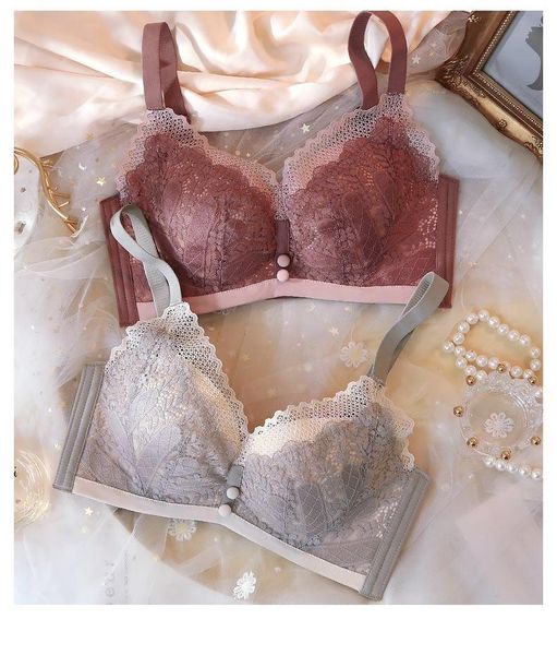 

bras lingerie women comfortable without steel ring thick cups gathered bra adjusted to receive a pair of breast, Red;black
