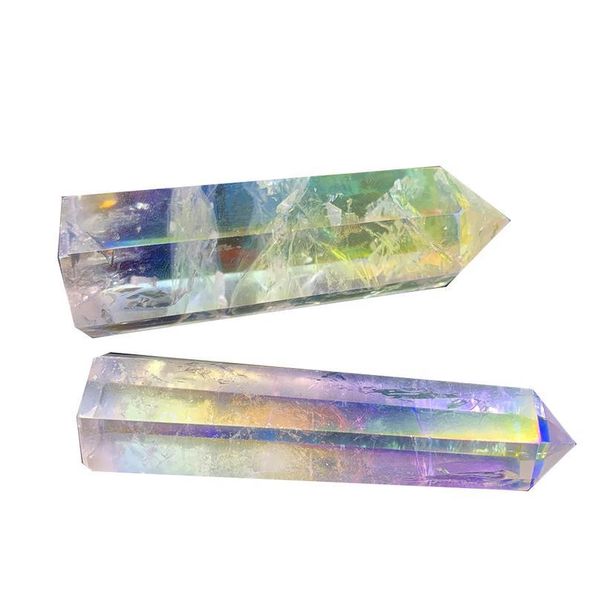 

natural clear crystal quartz electroplating rainbow wand point healing stones for aquarium crafts making ornaments ho qylpco, Black